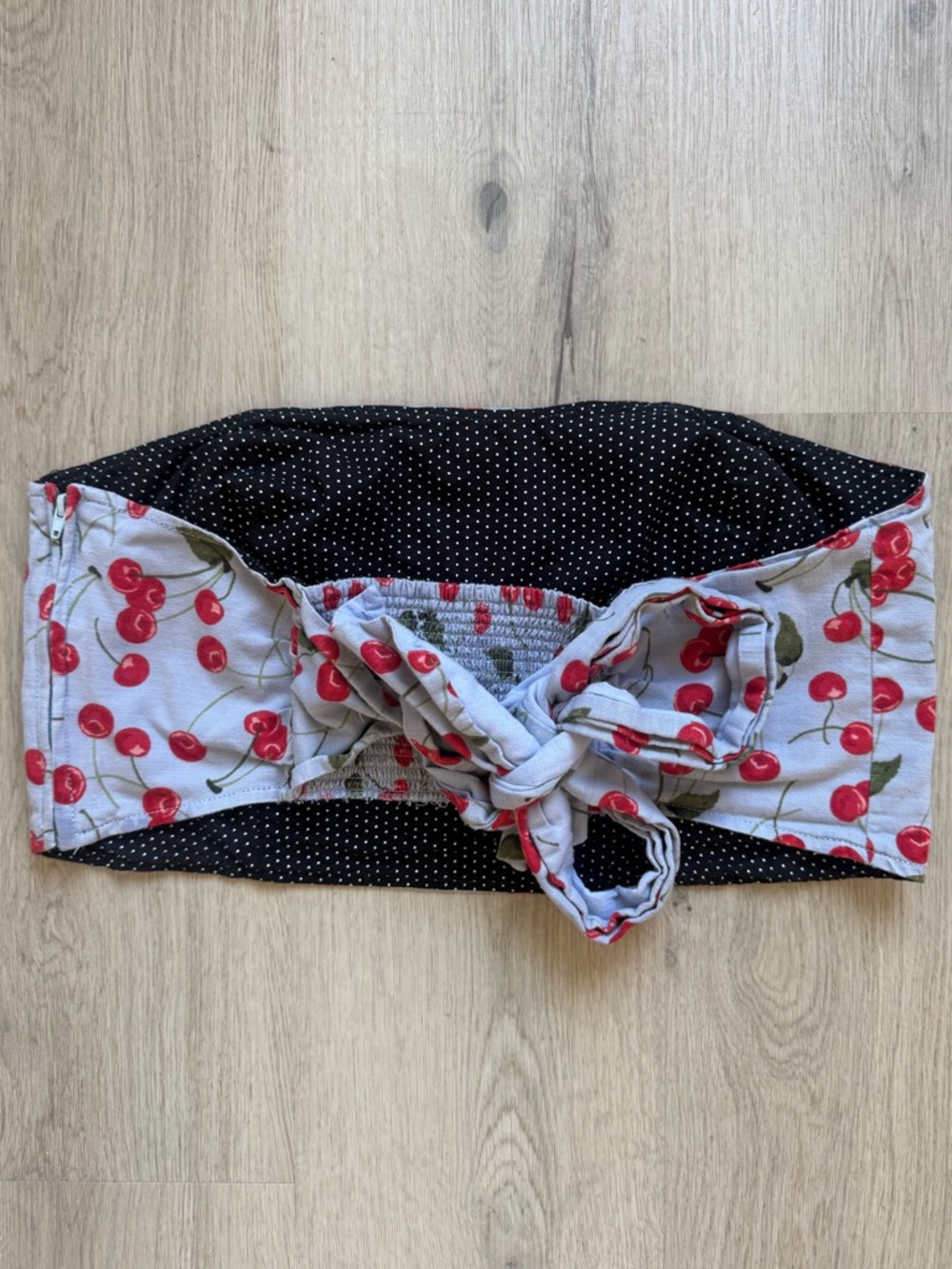 Anthropologie Maeve Cherry Print Tie Back Tube Top Polka Dot Size 14
